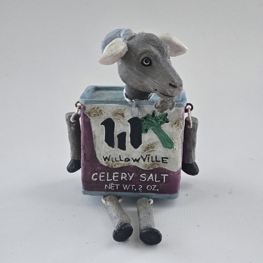 2004 WMG Goat Shelf Sitter Willowville Celery Salt Spice Tin Figurine